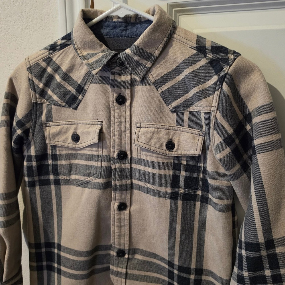 Cody James Mens Fleece Lined Western Flannel Shirt Plaid Tan Black Size Medium
